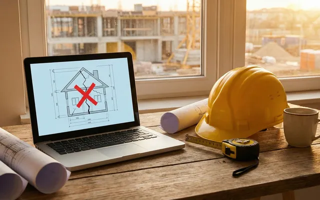 A drywall contractor reviewing a job estimate on site