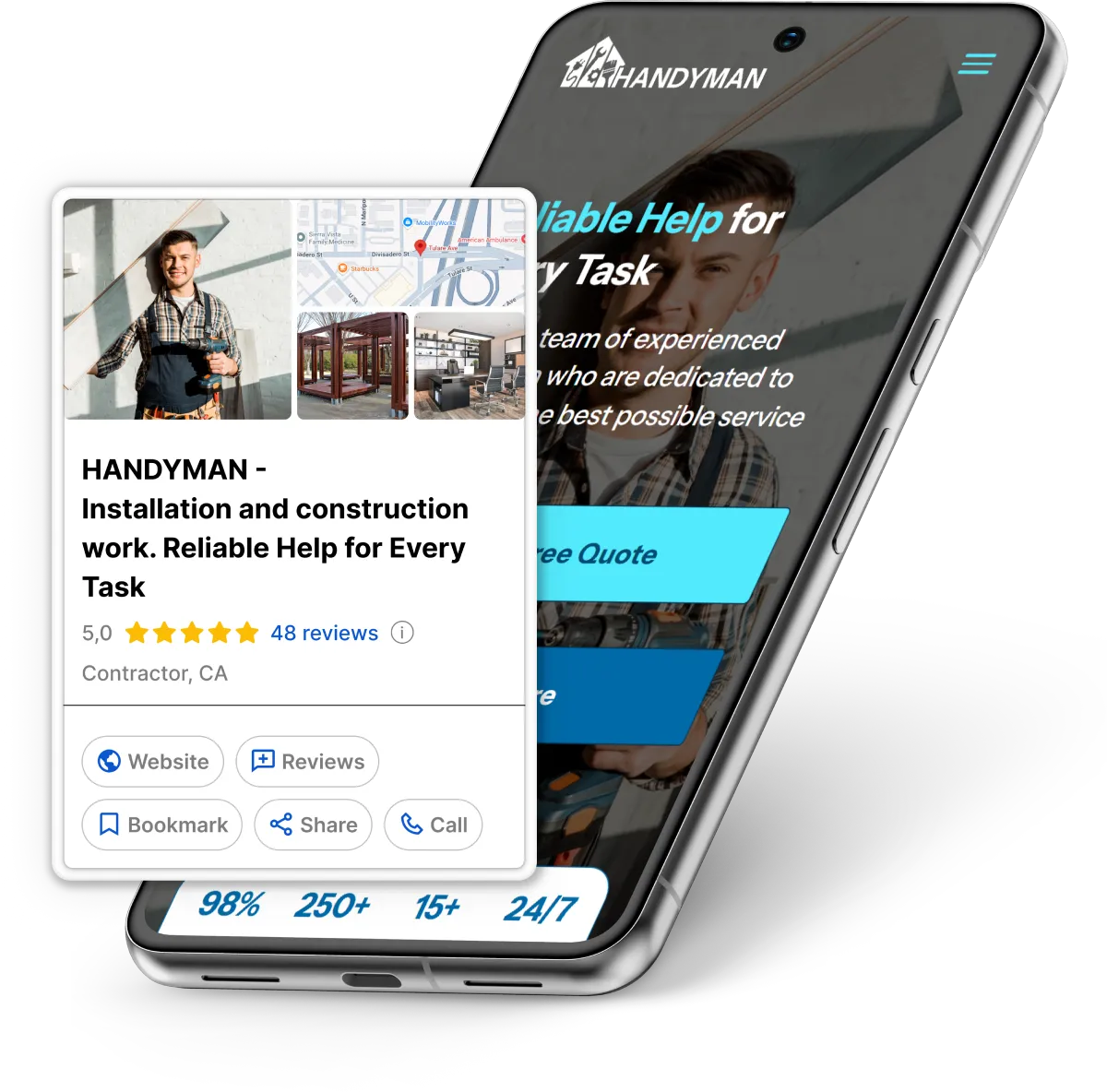 A Google Business Profile listing for a local contractor
